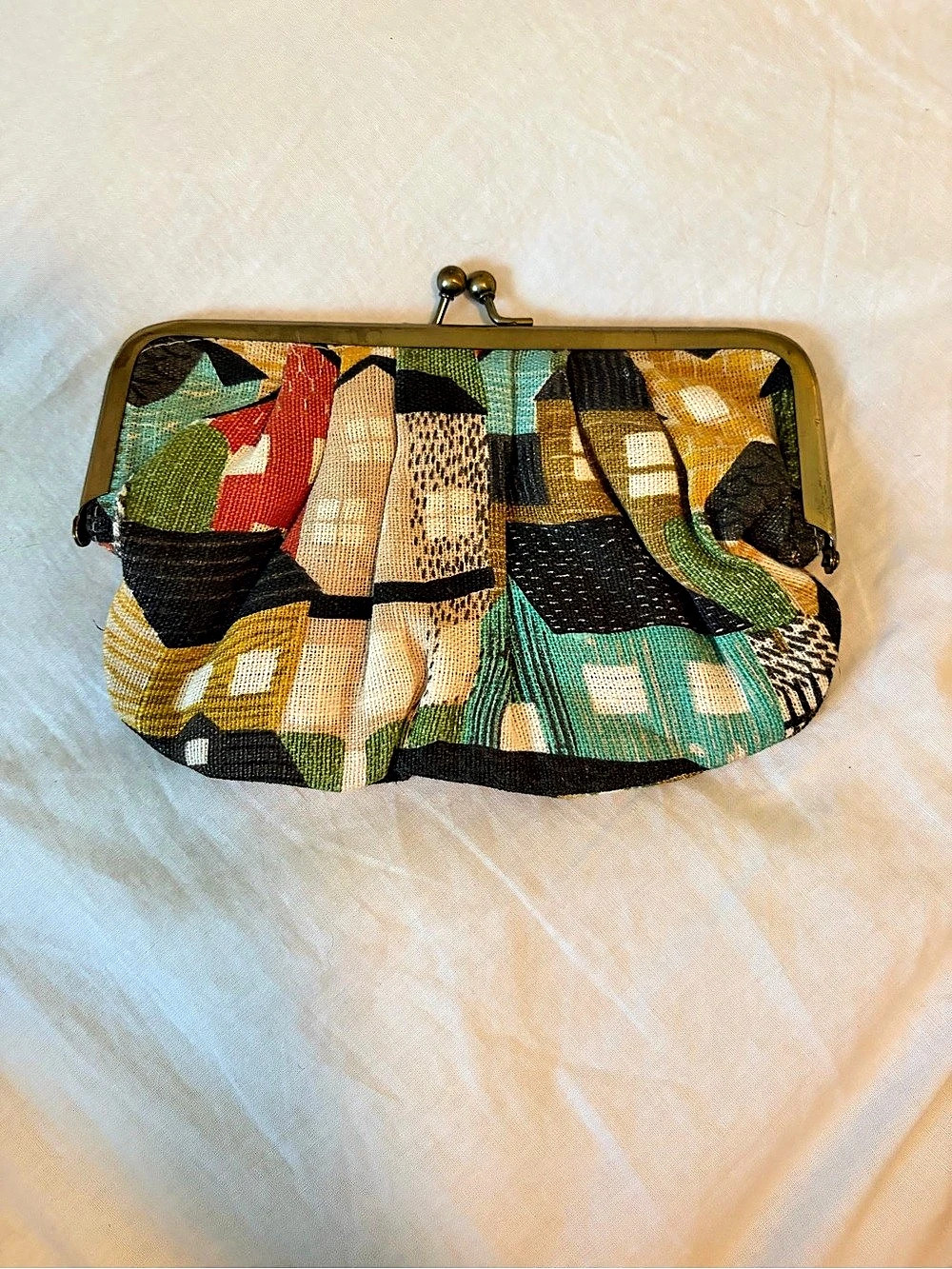 Danica Studio Multicolor Geometric BOHO Kiss-Lock Clutch Like New